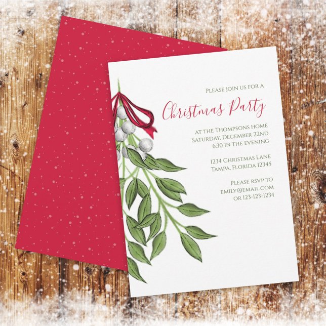 Cute Mistletoe Christmas Party Custom Invitation (Creator Uploaded)