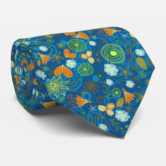 Cute mixed blue paisley colorful flowers patterns