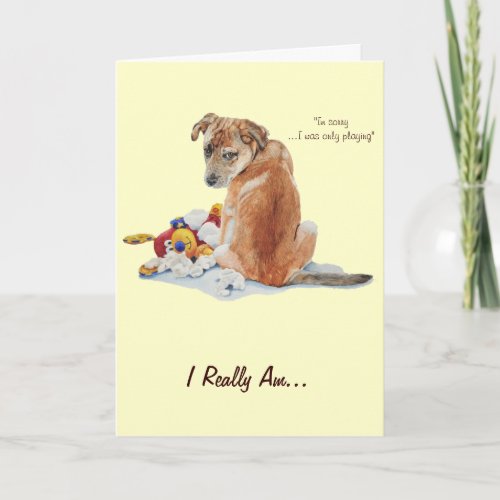cute mixed breed brown puppy dog sorry card