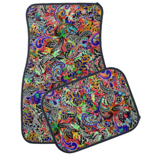 Cute mixed colorful flowers patterns car floor mat