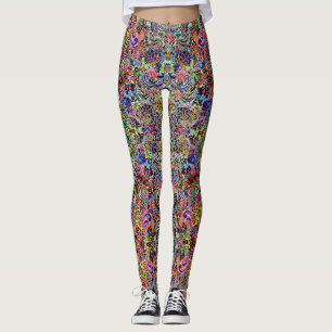 Cute mixed colorful flowers patterns leggings