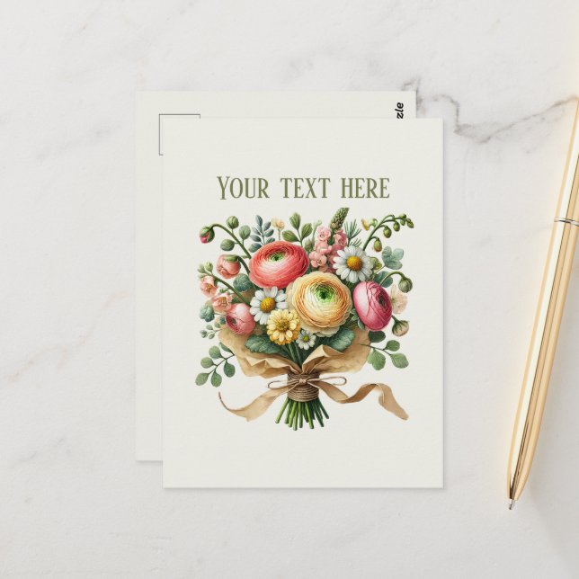 Cute mixed flowers customizable postcard (Front/Back In Situ)