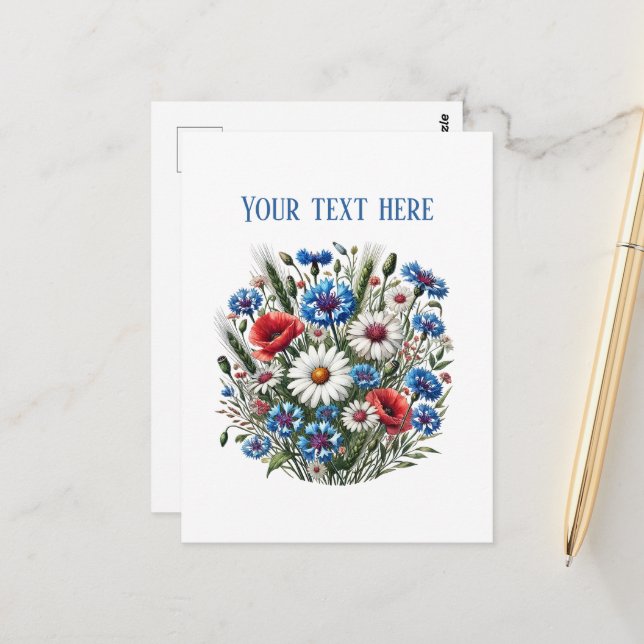 Cute mixed flowers customizable postcard (Front/Back In Situ)