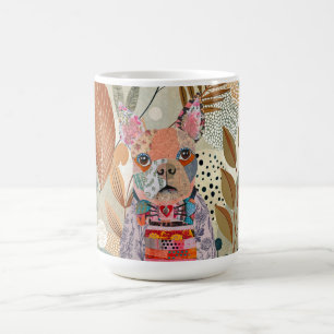 Cute Mixed Media Boston Terrier Dog Coffee Mug