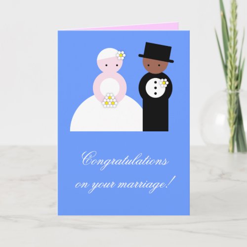Cute mixed wedding couple card