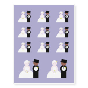 Cute mixed wedding couple temporary tattoos