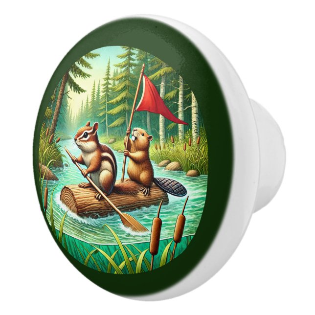 Cute mixed woodland animals ceramic knob (Right)