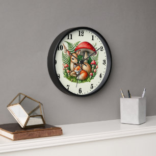 Cute mixed woodland animals clock