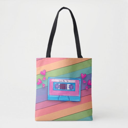 Cute Mixtape Rainbow Background Retro Music Logo Tote Bag