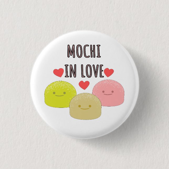 Cute Mochi Cartoon Drawings Button (Front)