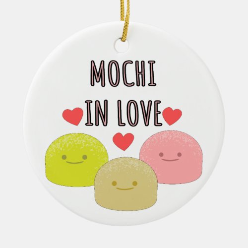 Cute Mochi Cartoon Drawings Ceramic Ornament