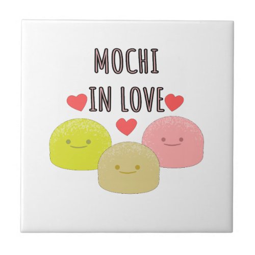 Cute Mochi Cartoon Drawings Ceramic Tile