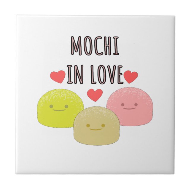 Cute Mochi Cartoon Drawings Ceramic Tile (Front)