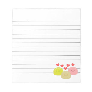 Cute Mochi Cartoon Drawings Lined Notepad