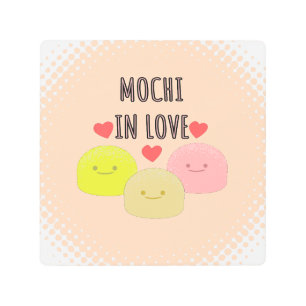Cute Mochi Cartoon Drawings Metal Print