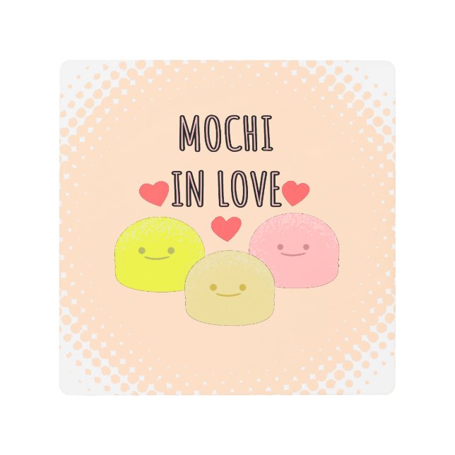 Cute Mochi Cartoon Drawings Metal Print (Front)