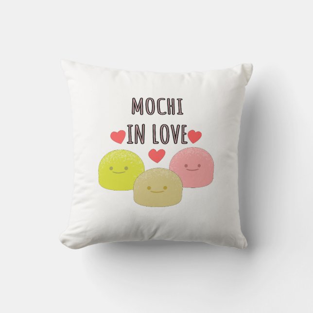 Cute Mochi Cartoon Drawings Throw Pillow (Front)
