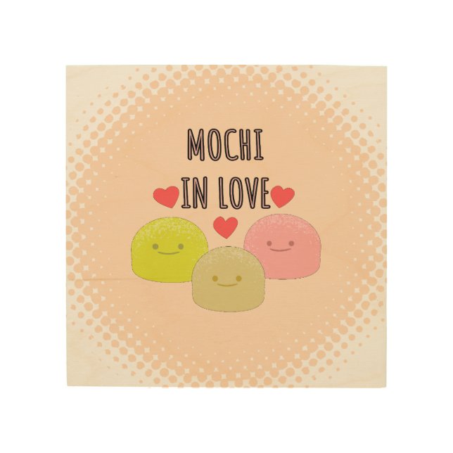 Cute Mochi Cartoon Drawings Wood Wall Art (Front)