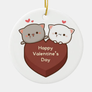 cute mochi cats ceramic ornament