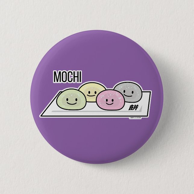 Cute Mochi ice cream rice cake Japanese green tea Button (Front)