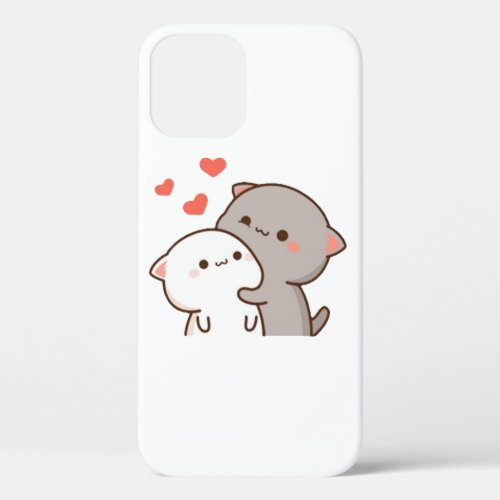 Cute Mochi Peach Cat iPhone 12 Case