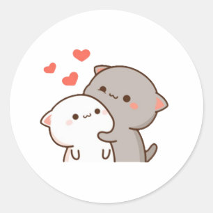Cute Mochi Peach Cat Classic Round Sticker