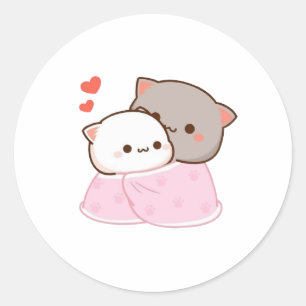 Cute Mochi Peach Cat Classic Round Sticker