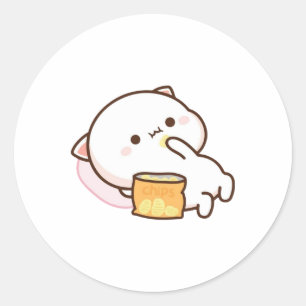Cute Mochi Peach Cat Classic Round Sticker