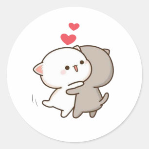 Cute Mochi Peach Cat Classic Round Sticker