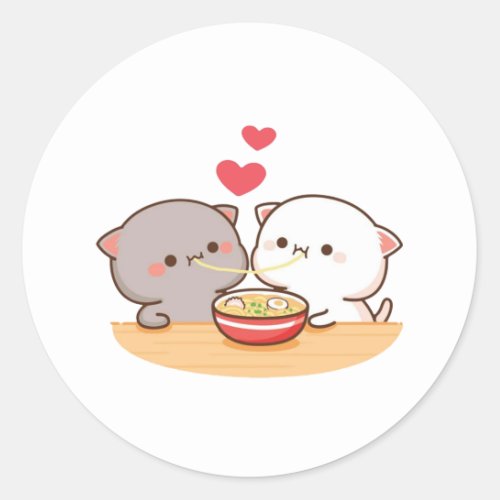 Cute Mochi Peach Cat Classic Round Sticker