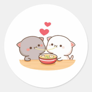 Cute Mochi Peach Cat Classic Round Sticker