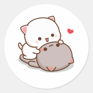 Cute Mochi Peach Cat Classic Round Sticker