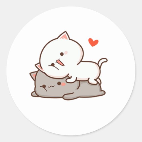 Cute Mochi Peach Cat Classic Round Sticker