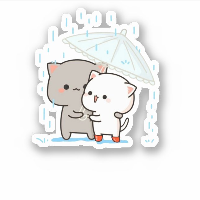 Cute Mochi Peach Cat Sticker (Front)
