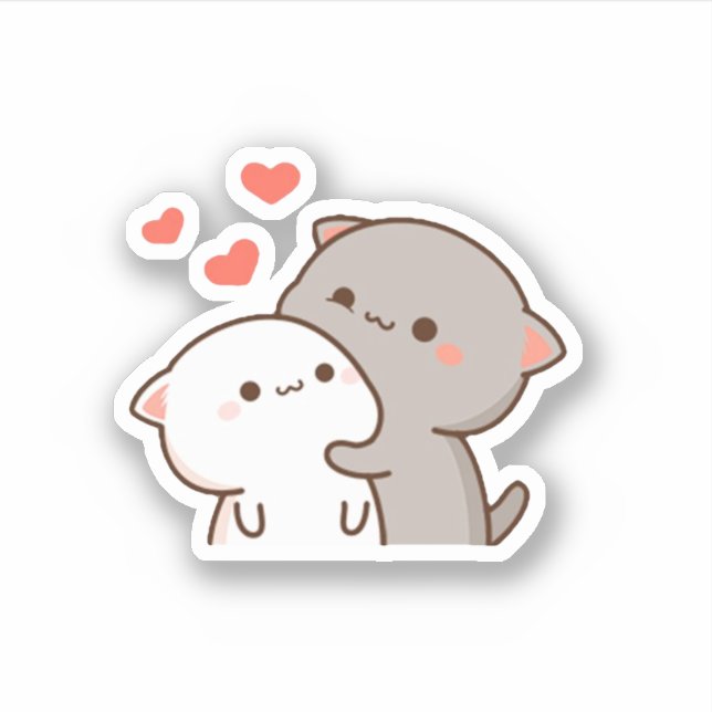 Cute Mochi Peach Cat Sticker (Front)