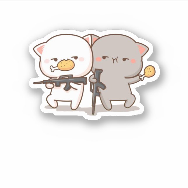 Cute Mochi Peach Cat Sticker (Front)