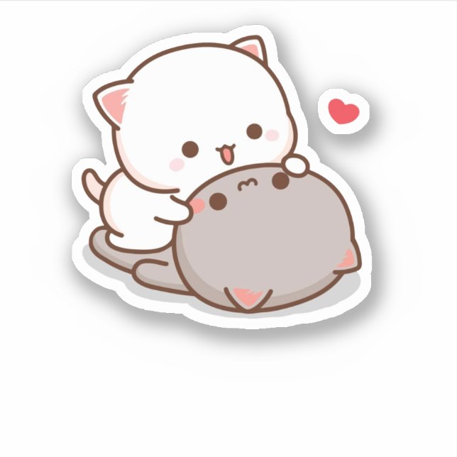 Cute Mochi Peach Cat Sticker (Front)