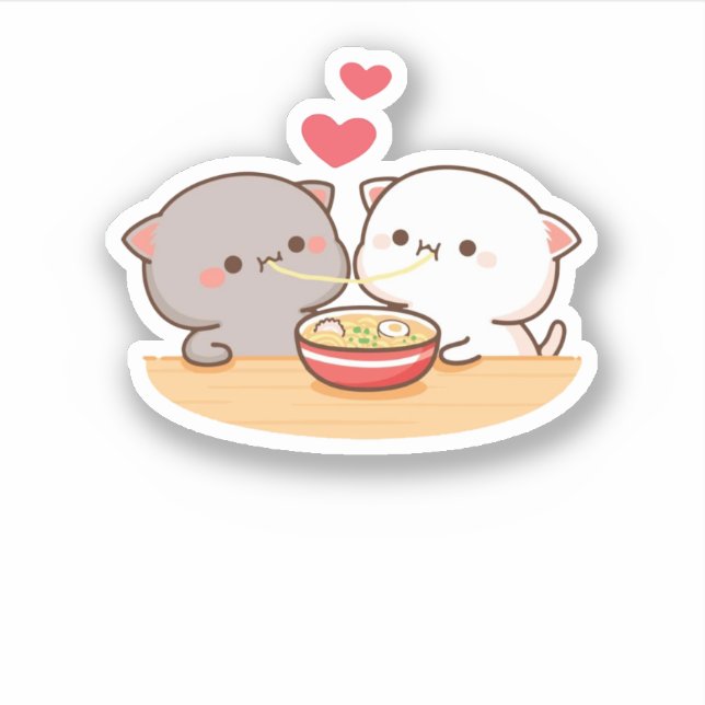 Cute Mochi Peach Cat Sticker (Front)