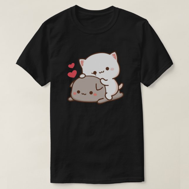 Cute Mochi Peach Cat T-Shirt (Design Front)