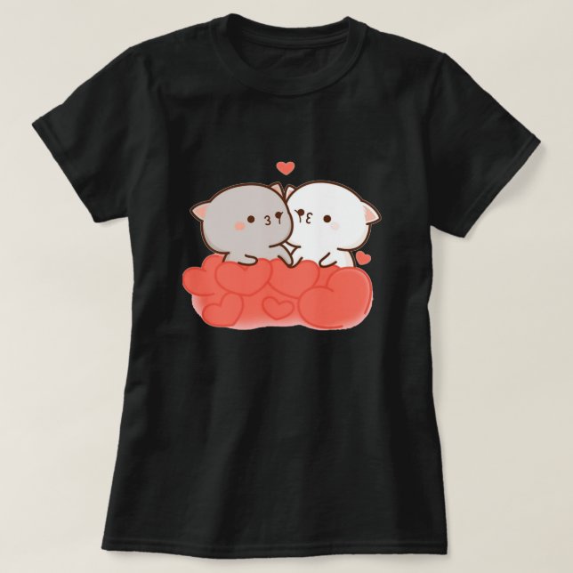 Cute Mochi Peach Cat T-Shirt (Design Front)