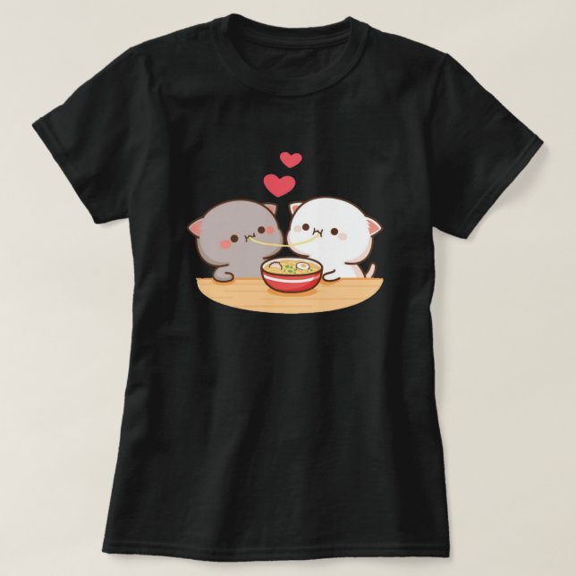 Cute Mochi Peach Cat T-Shirt (Design Front)