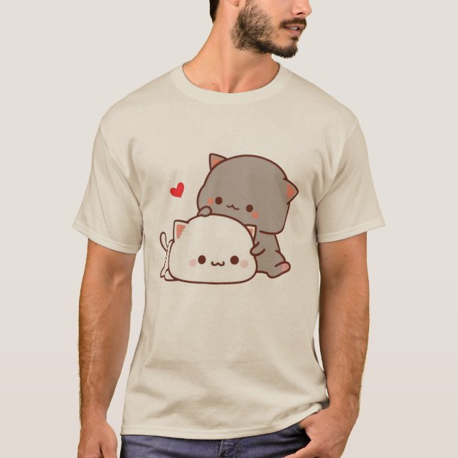 cute mochi peach cat  T-Shirt (Front)
