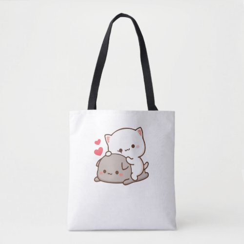 Cute Mochi Peach Cat Tote Bag