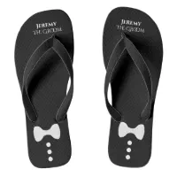 Cute Mock Tuxedo Tie The Groom Black Wedding Flip Flops