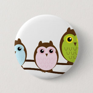 Cute Mod Chic Classy Destiny Owl Pinback Button