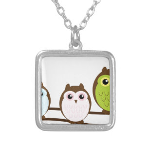 Cute Mod Chic Classy Destiny Owl Silver Plated Necklace