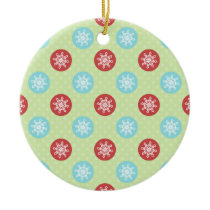 cute mod fun red green, snowflakes paper plates ceramic ornament