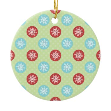 cute mod fun red green, snowflakes paper plates ceramic ornament