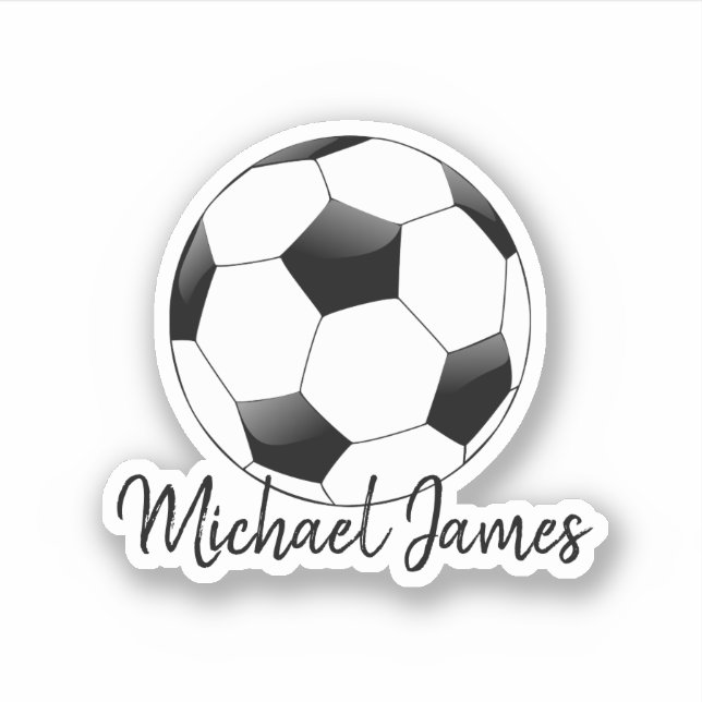 Cute Moderm Black and White Michael Football Ball Sticker (Front)