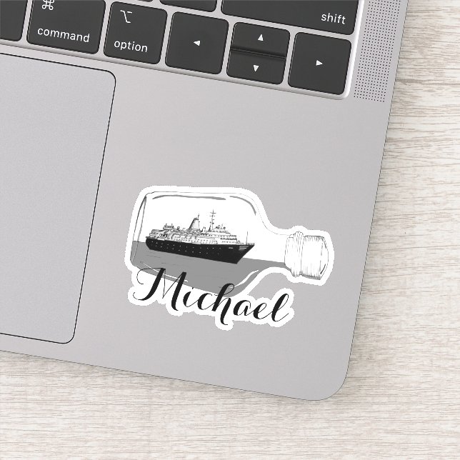 Cute Moderm Black and White Michael Ship Sticker (Detail)